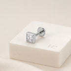 Geometric Square Titanium Stud Earrings - image 5