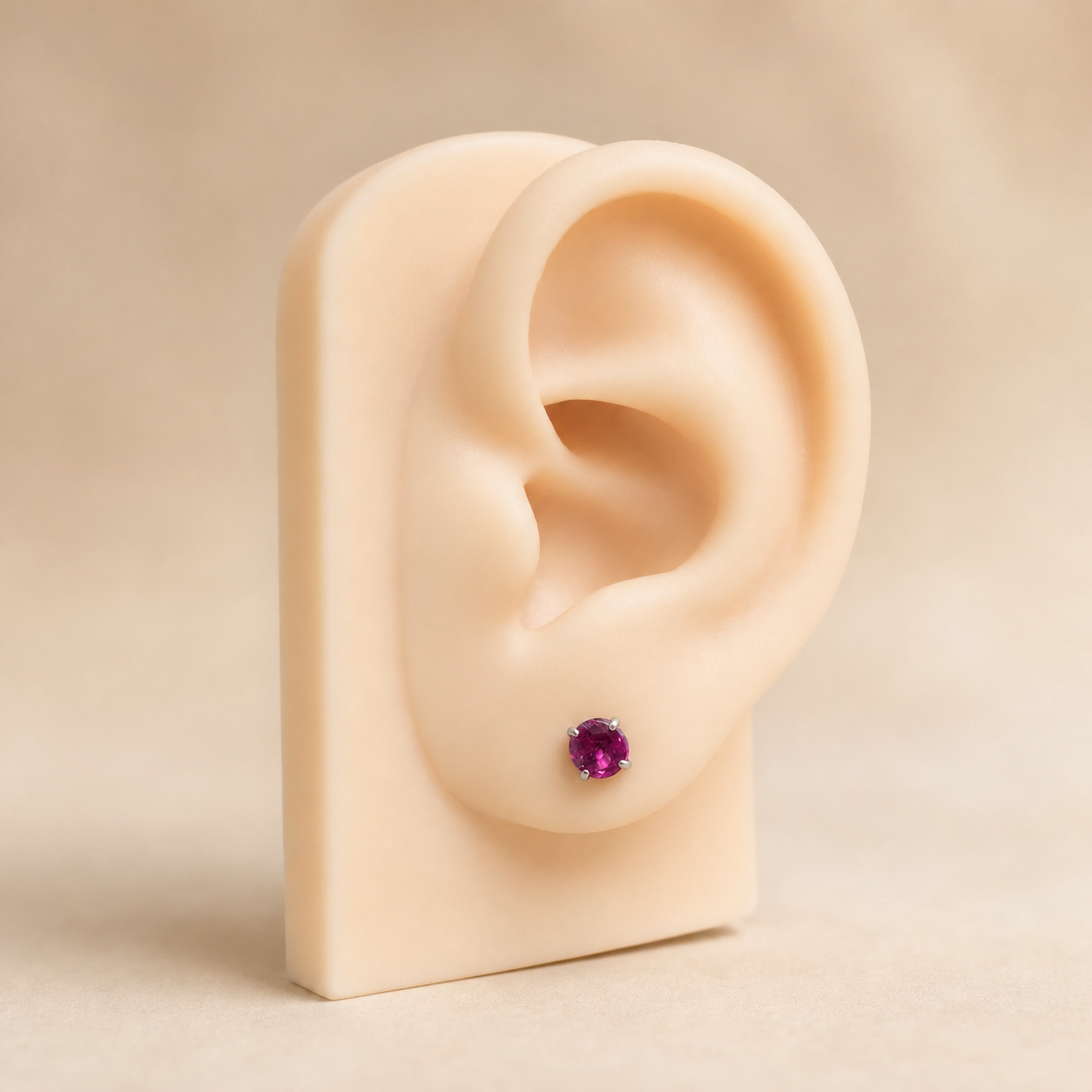 Titanium Purple Garnet Flat Back Stud Earrings