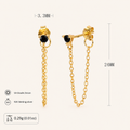 Sterling Silver Turquoise Chain Threader Earrings - Gold / Black