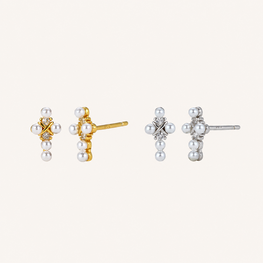 Sterling Silver Pearl Stud Earrings