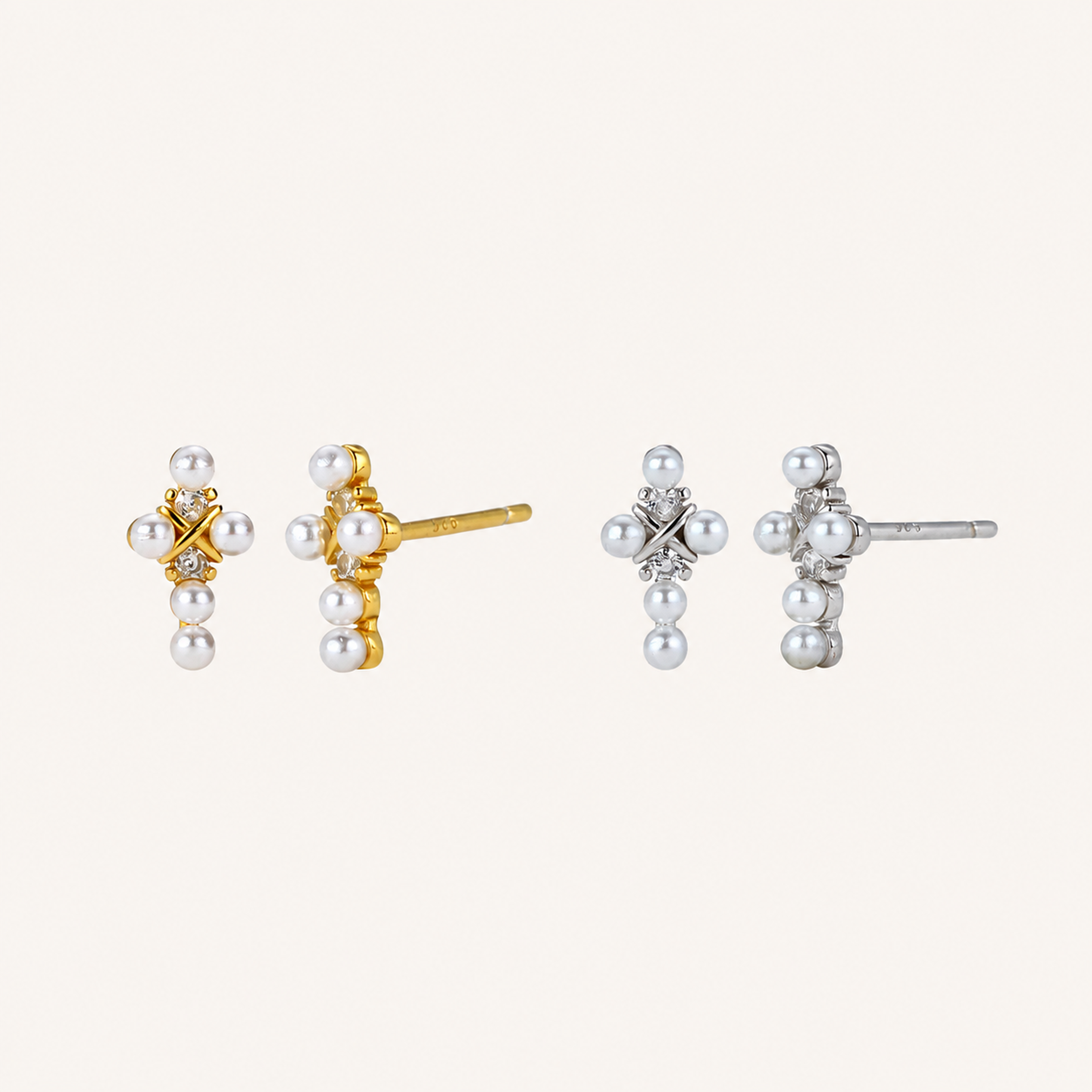 Sterling Silver Pearl Stud Earrings