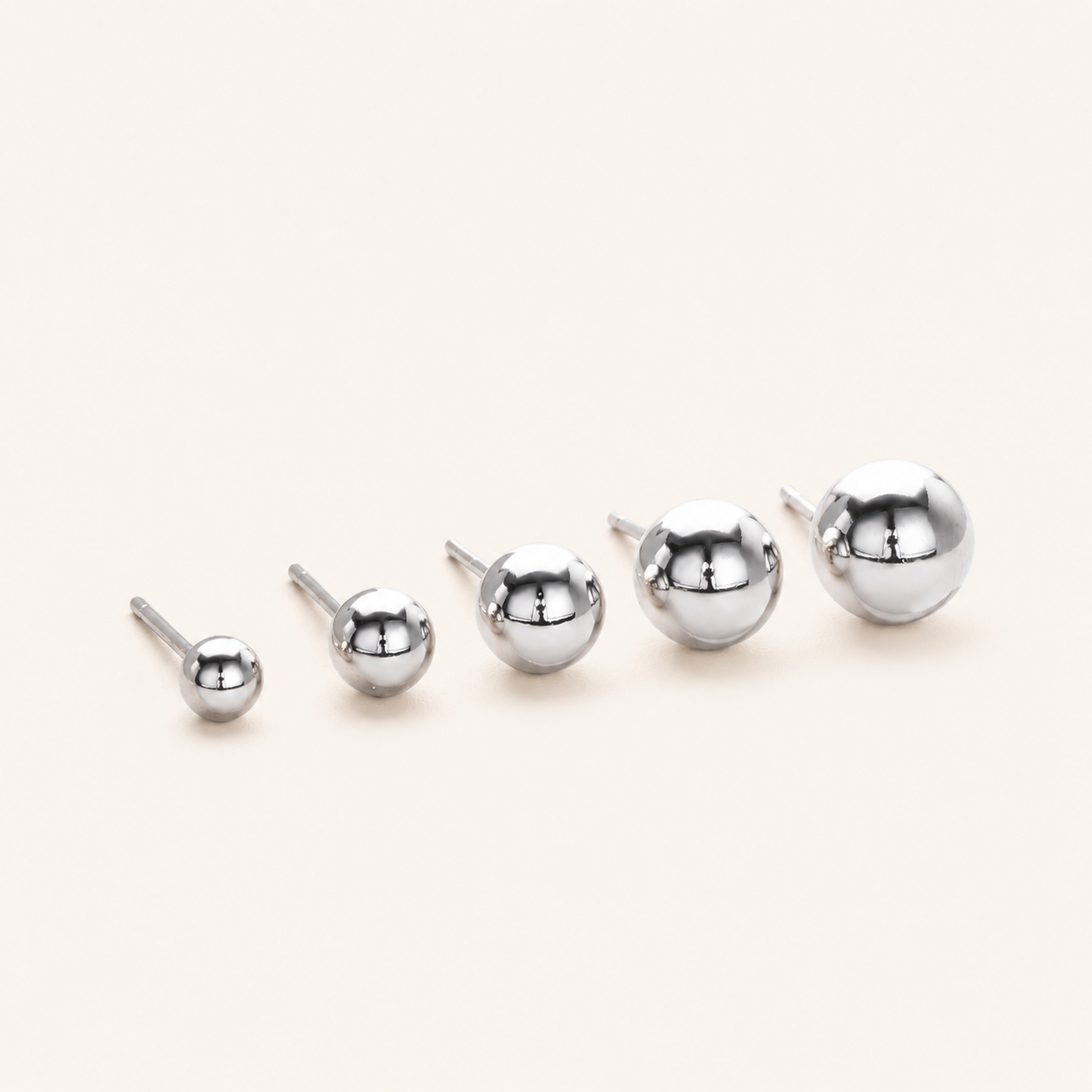 Sterling Silver Ball Bead Stud Earrings detail