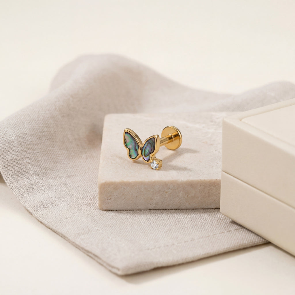 Shell Butterfly Titanium Stud Earrings - image 5