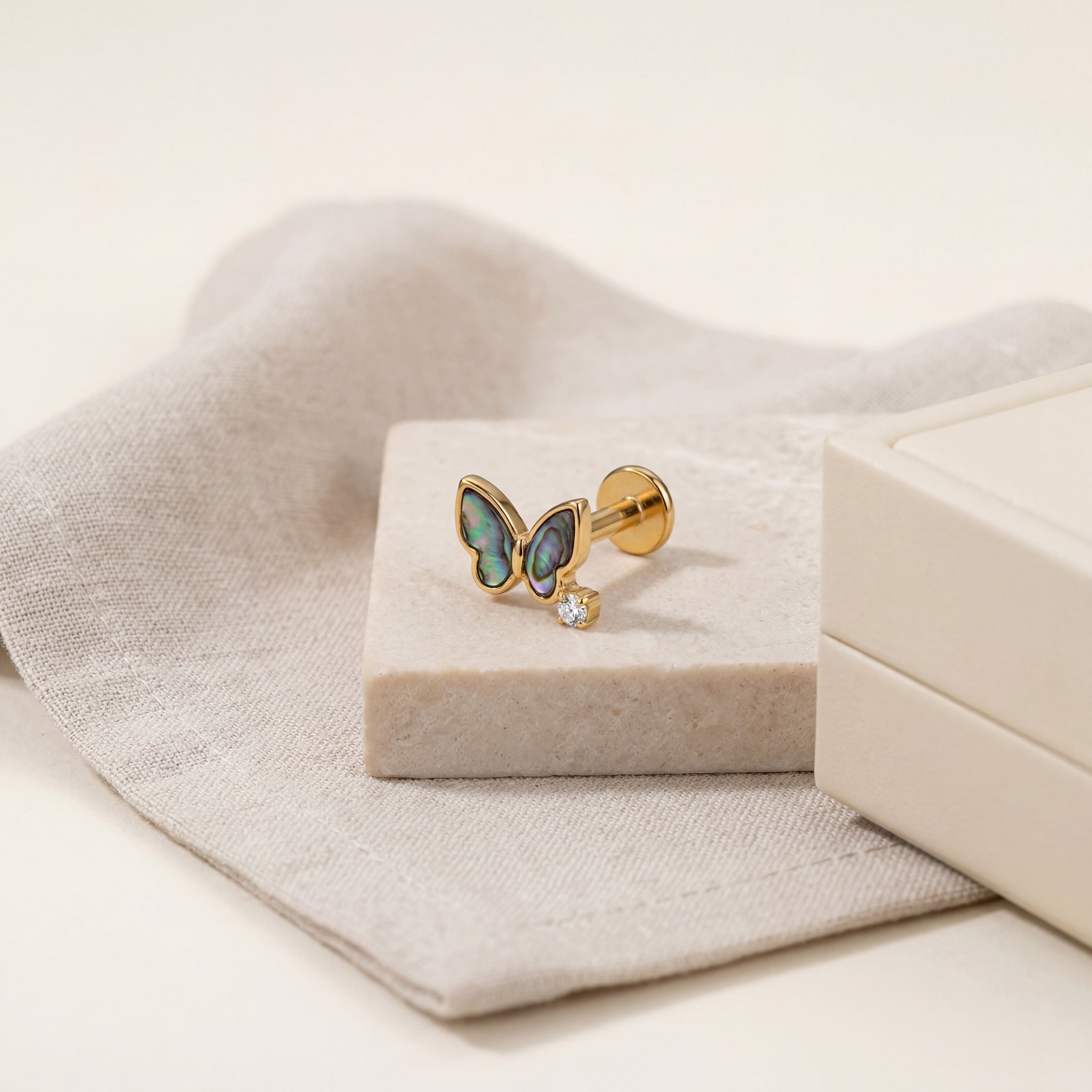 Shell Butterfly Titanium Stud Earrings - image 5