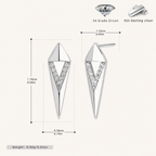 Sterling Silver Geometric Rhombus Zirconia Stud Earrings - Platinum