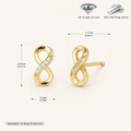 Sterling Silver Figure-Eight Zirconia Stud Earrings - Gold