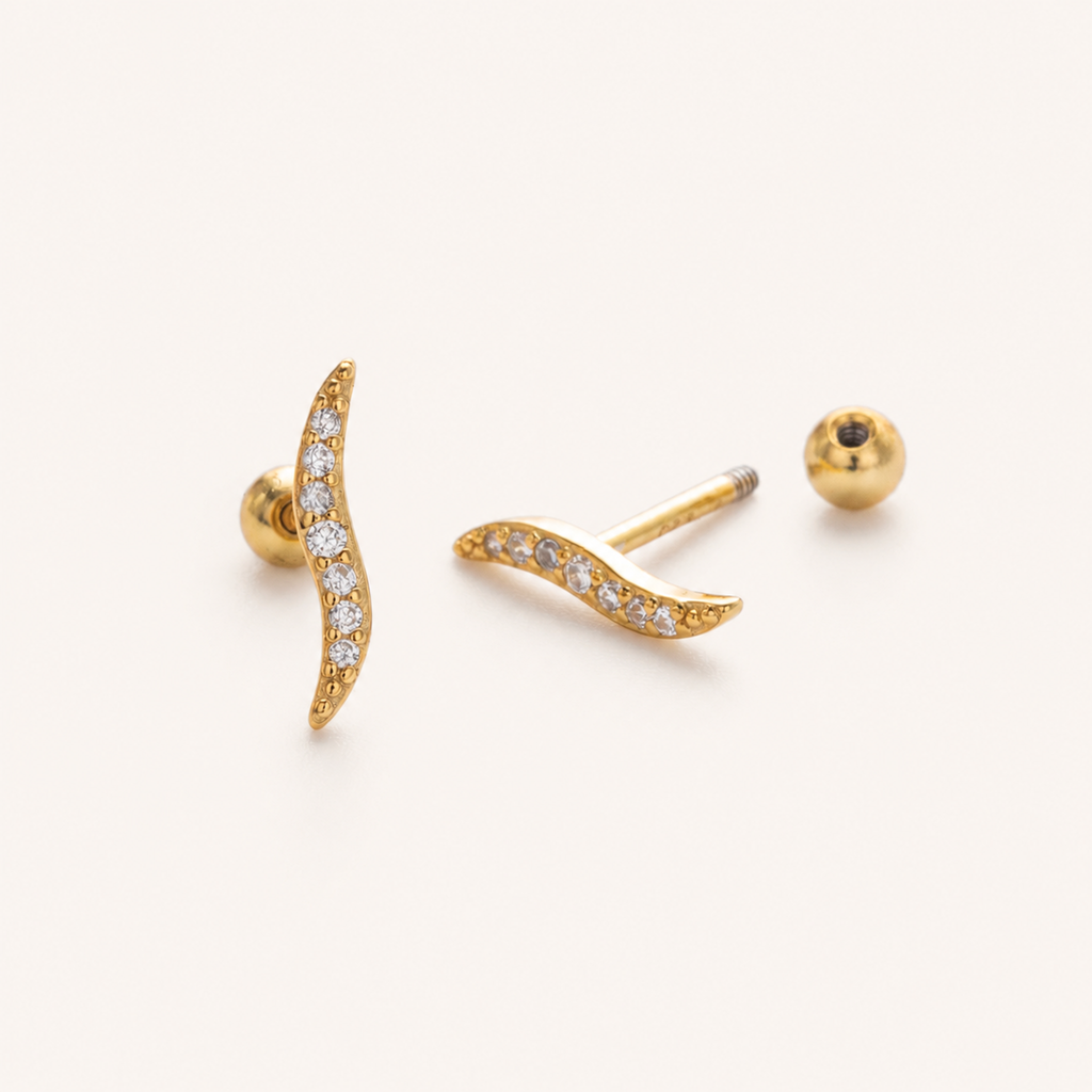 Sterling Silver Pave Zirconia Flat Back Earrings detail view