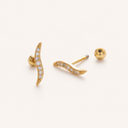 Sterling Silver Pave Zirconia Flat Back Earrings detail view