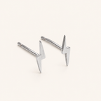 Sterling Silver Lightning Bolt Stud Earrings detail view