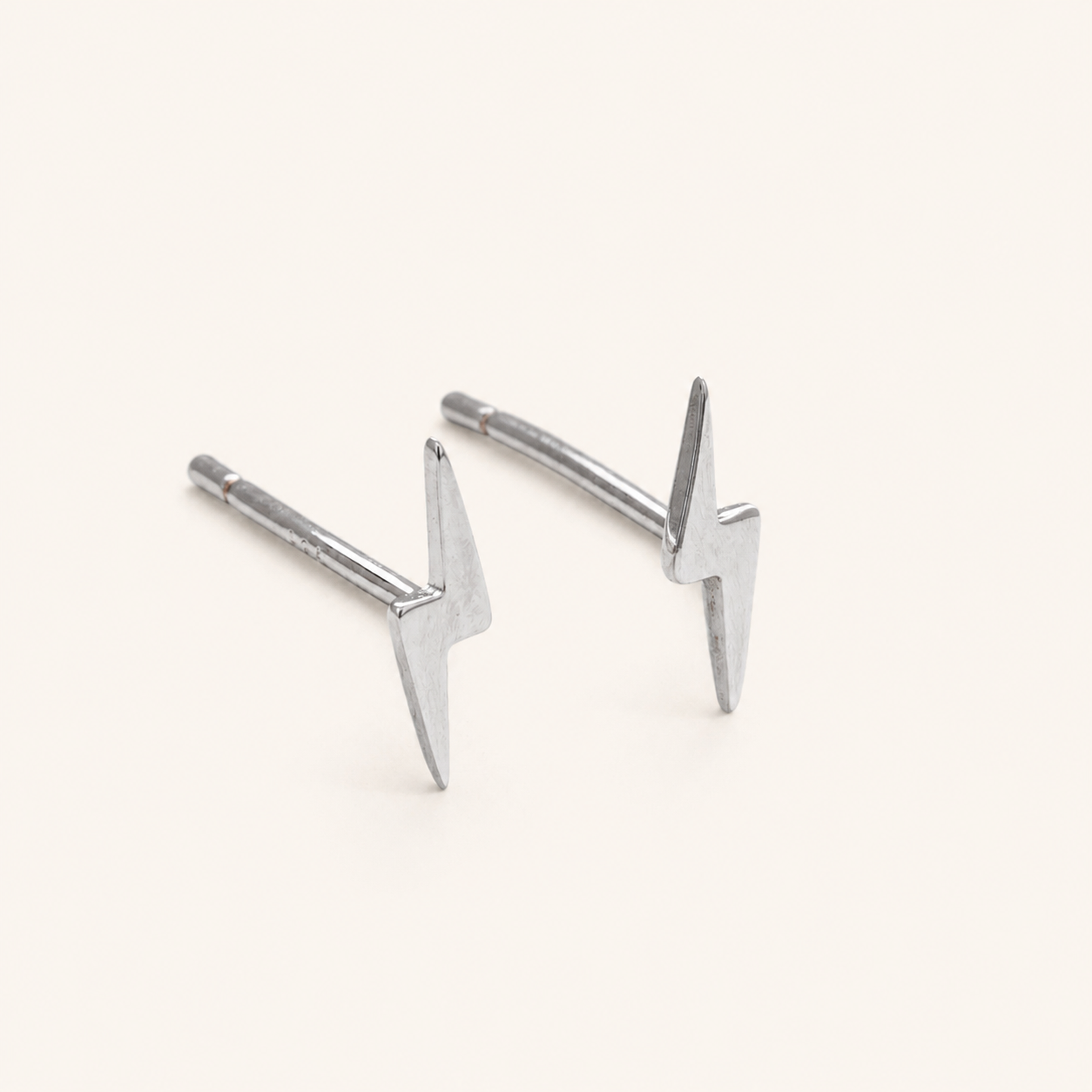 Sterling Silver Lightning Bolt Stud Earrings detail view