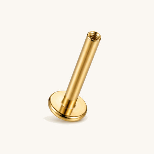 Internally Threaded Titanium Flat Back Post - Gold