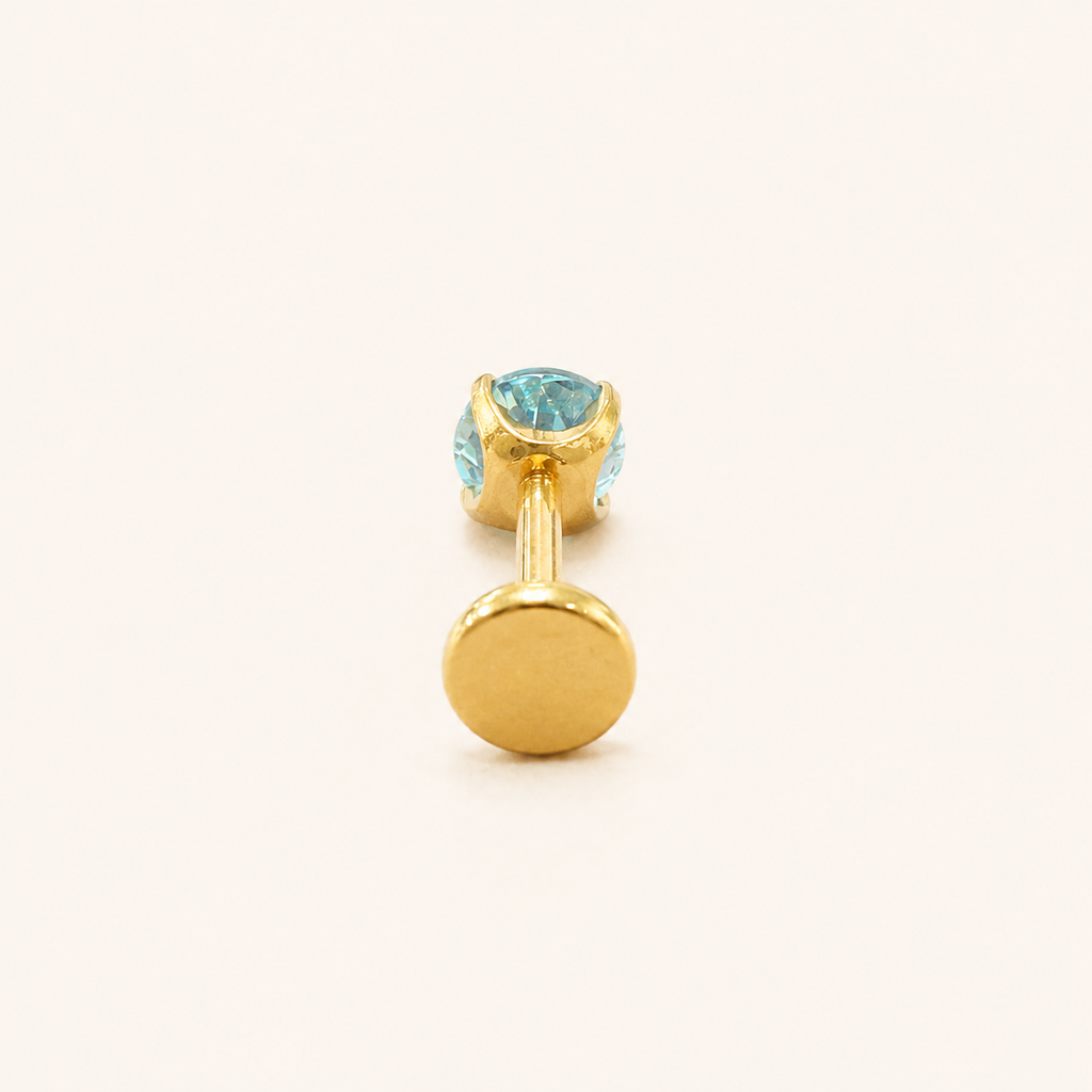 Titanium Paraiba Apatite Flat Back Stud Earrings