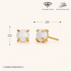 Sterling Silver Mini Opal Stud Earrings - Gold / 6mm / White Opal