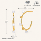 Sterling Silver Pearl & Pave Zirconia Stud Earrings - Gold