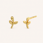 Sterling Silver Leaf Stud Earrings detail view