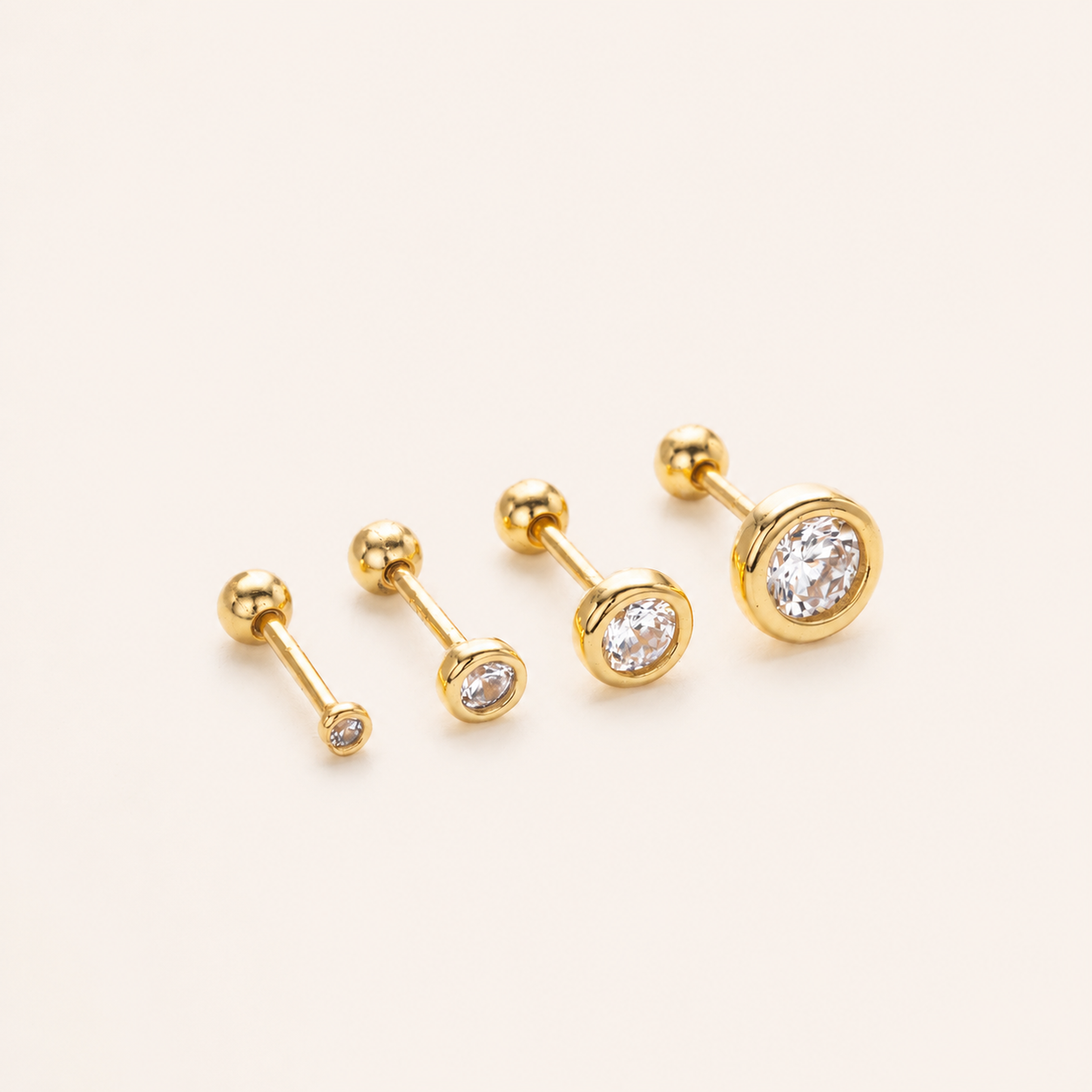 Sterling Silver Bezel-Set Zirconia Flat Back Earrings detail view