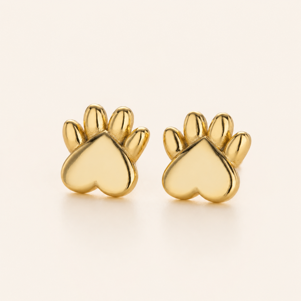 Sterling Silver Cat Paw Stud Earrings detail