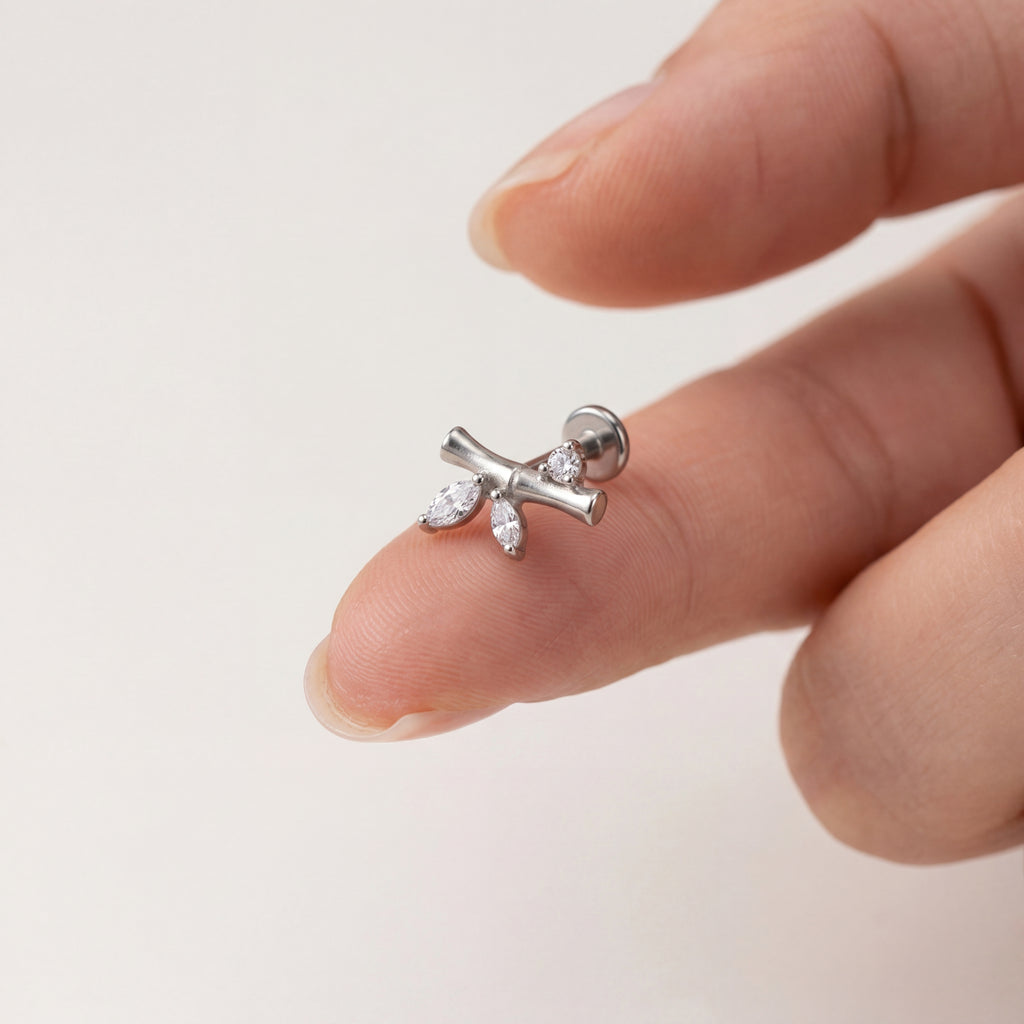 Bamboo Titanium Stud Earrings - image 4