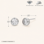 Sterling Silver Round Zirconia Stud Earrings - Platinum