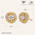Sterling Silver Zirconia Twist Stud Earrings - Gold