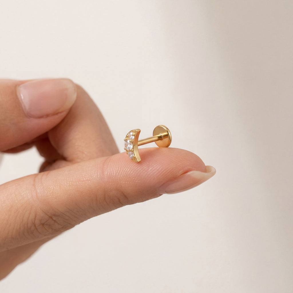 Mini Moon Titanium Stud Earrings - image 4