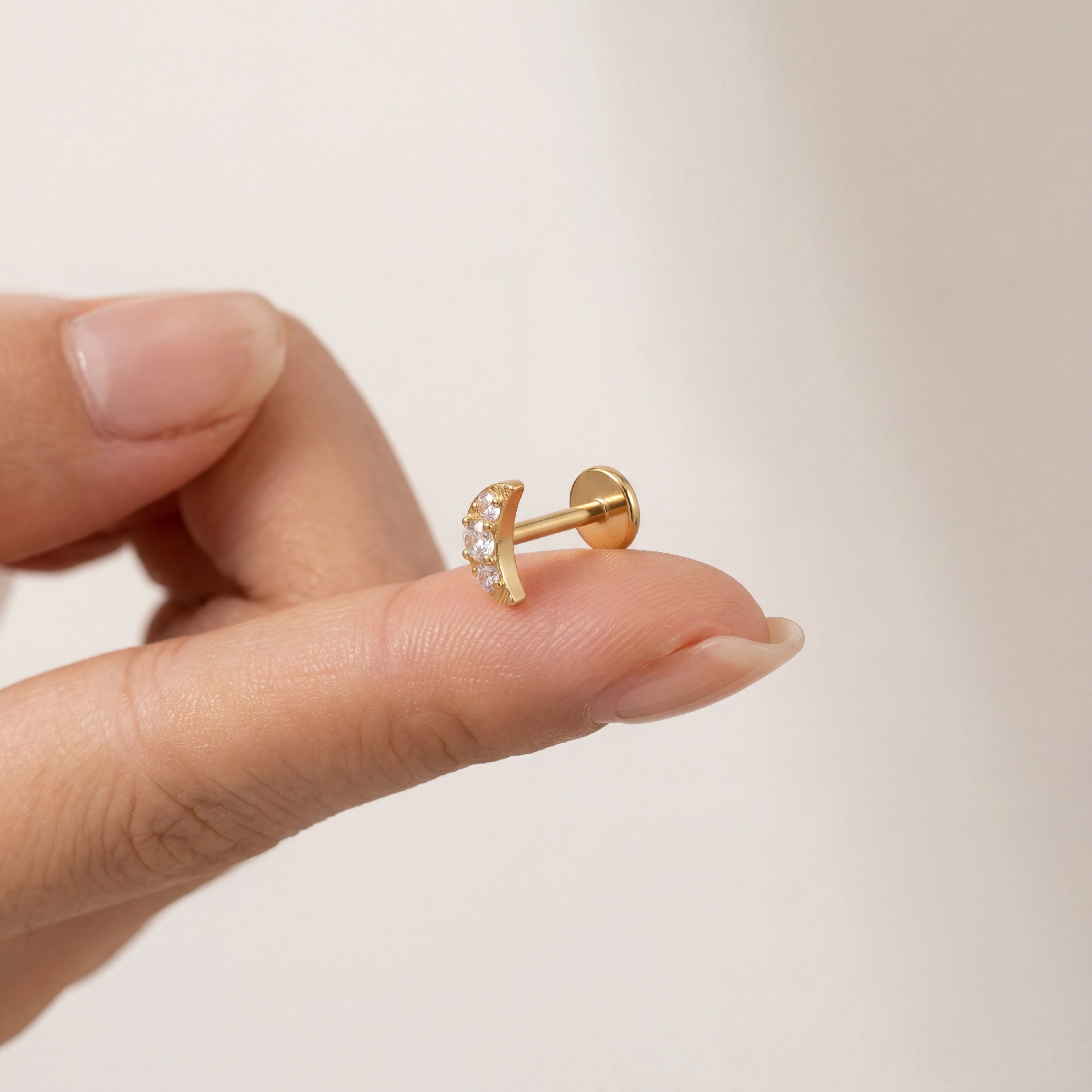 Mini Moon Titanium Stud Earrings - image 4