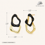 Sterling Silver Detachable Irregular Stud Earrings - Gold