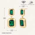 Sterling Silver Emerald-Green Geometric Stud Earrings - Gold