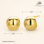 Sterling Silver Polished Half-Circle Stud Earrings - Gold / 12mm