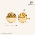Sterling Silver Minimalist Disc Stud Earrings - Gold
