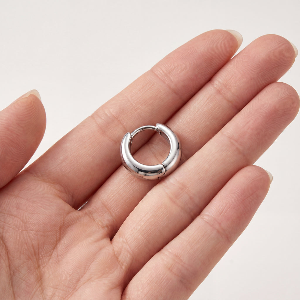 Rounded Titanium Huggie Hoop Earrings - image 4