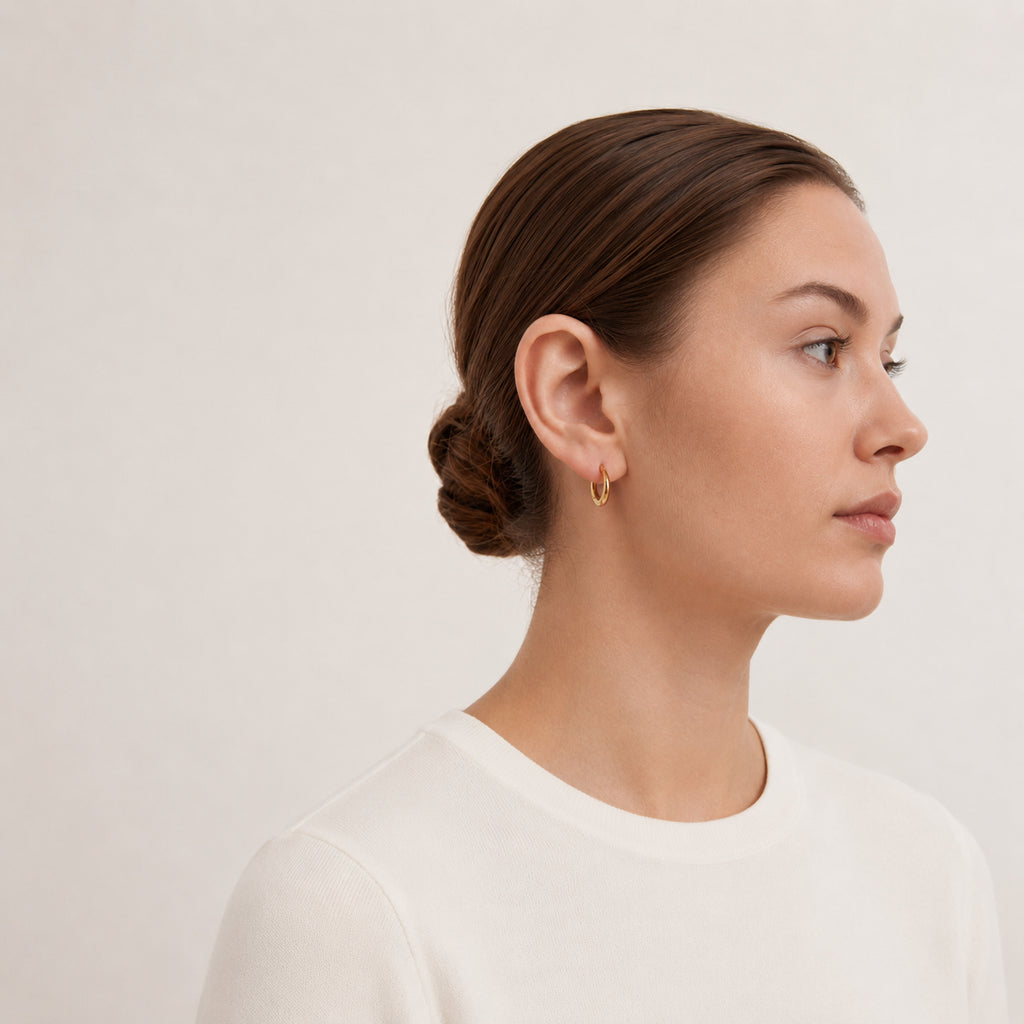 Smooth Puffy Titanium Hoop Earrings - image 3