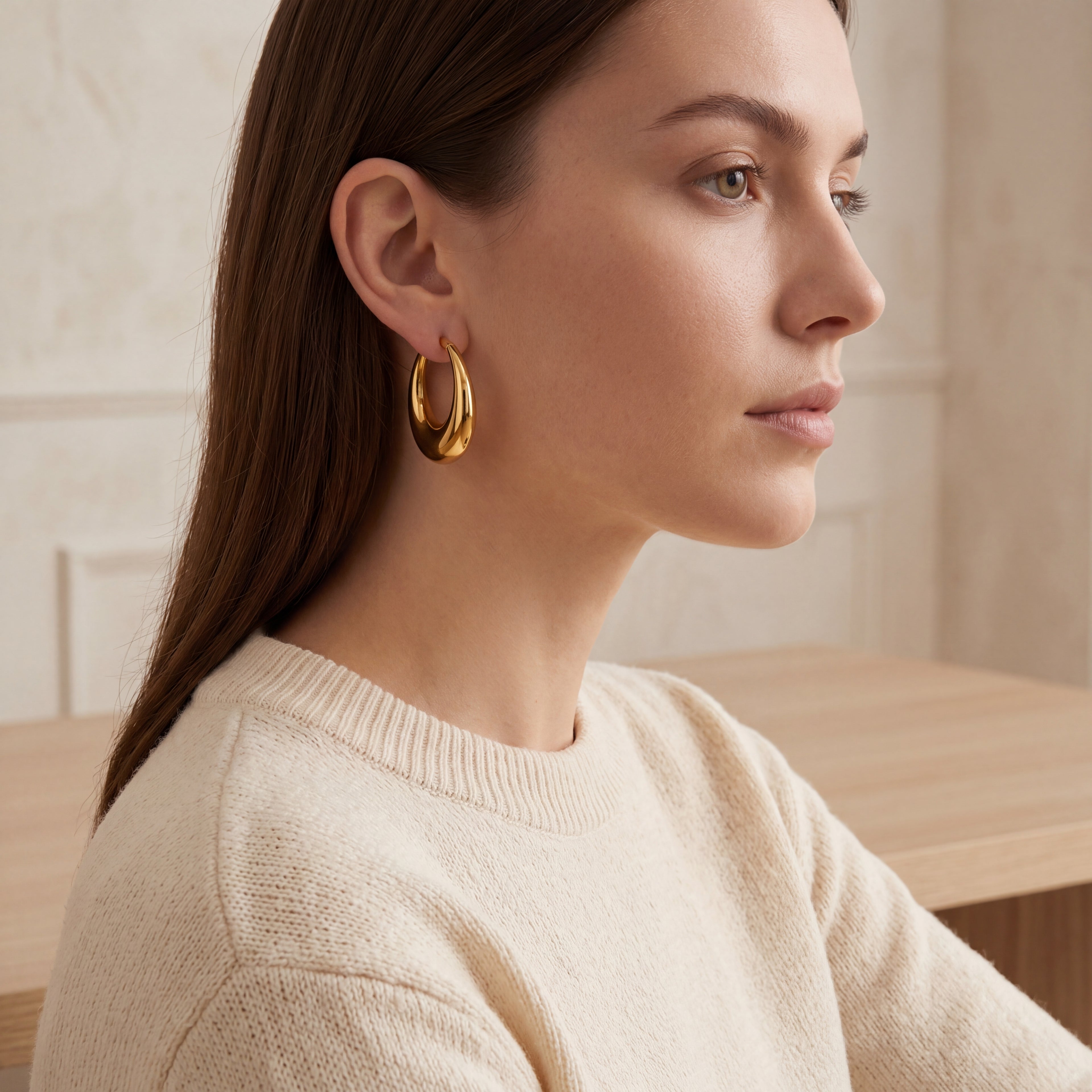 Smooth Puffy Titanium Hoop Earrings - image 3