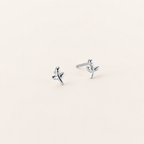Sterling Silver Leaf Stud Earrings detail