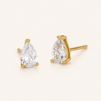 Sterling Silver Teardrop Zirconia Stud Earrings detail view