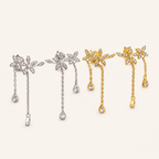 Sterling Silver Branch and Leaf Drop Stud Earrings detail