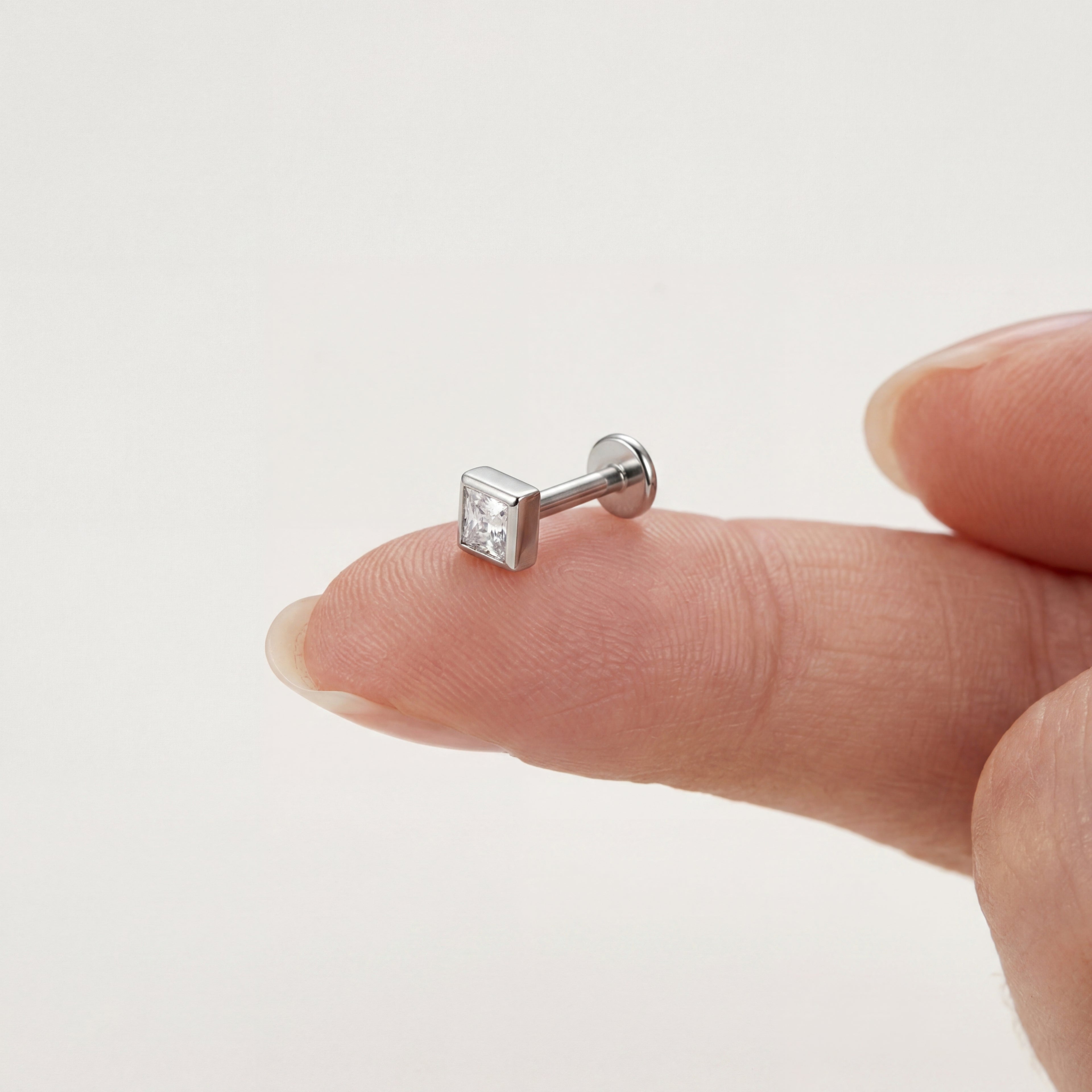 Geometric Square Titanium Stud Earrings - image 4