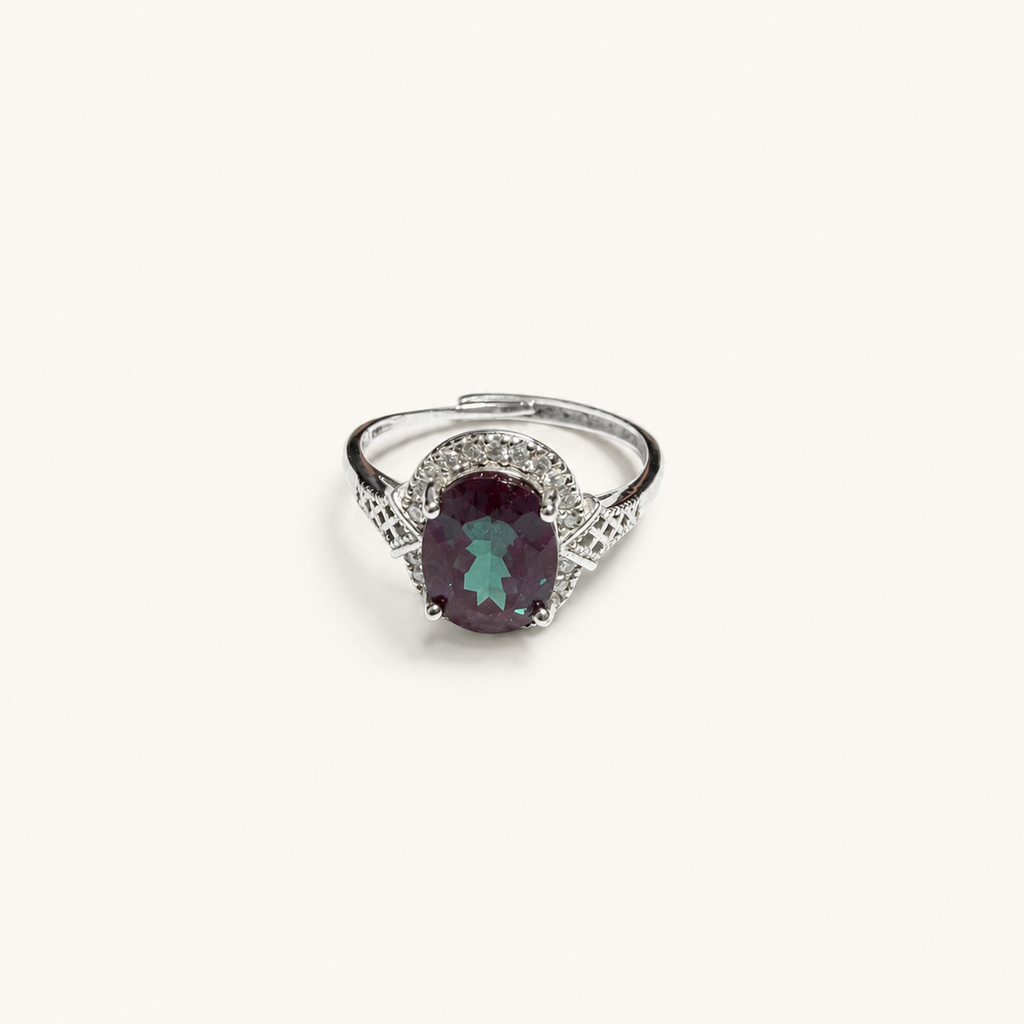 Lattice Halo Lab-Grown Alexandrite Ring
