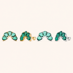 Sterling Silver Green Teardrop Zirconia Flat Back Earrings