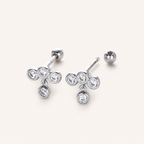 Sterling Silver Staggered Bezel Zirconia Flat Back Earrings detail view