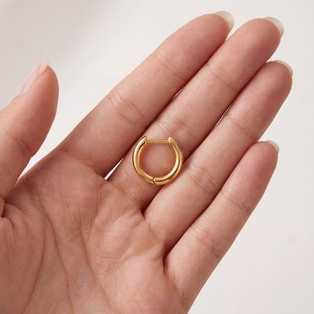 Rounded D-Shape Titanium Hoop Earrings - image 4