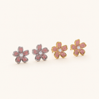 Sterling Silver Cherry Blossom Sakura Stud Earrings detail