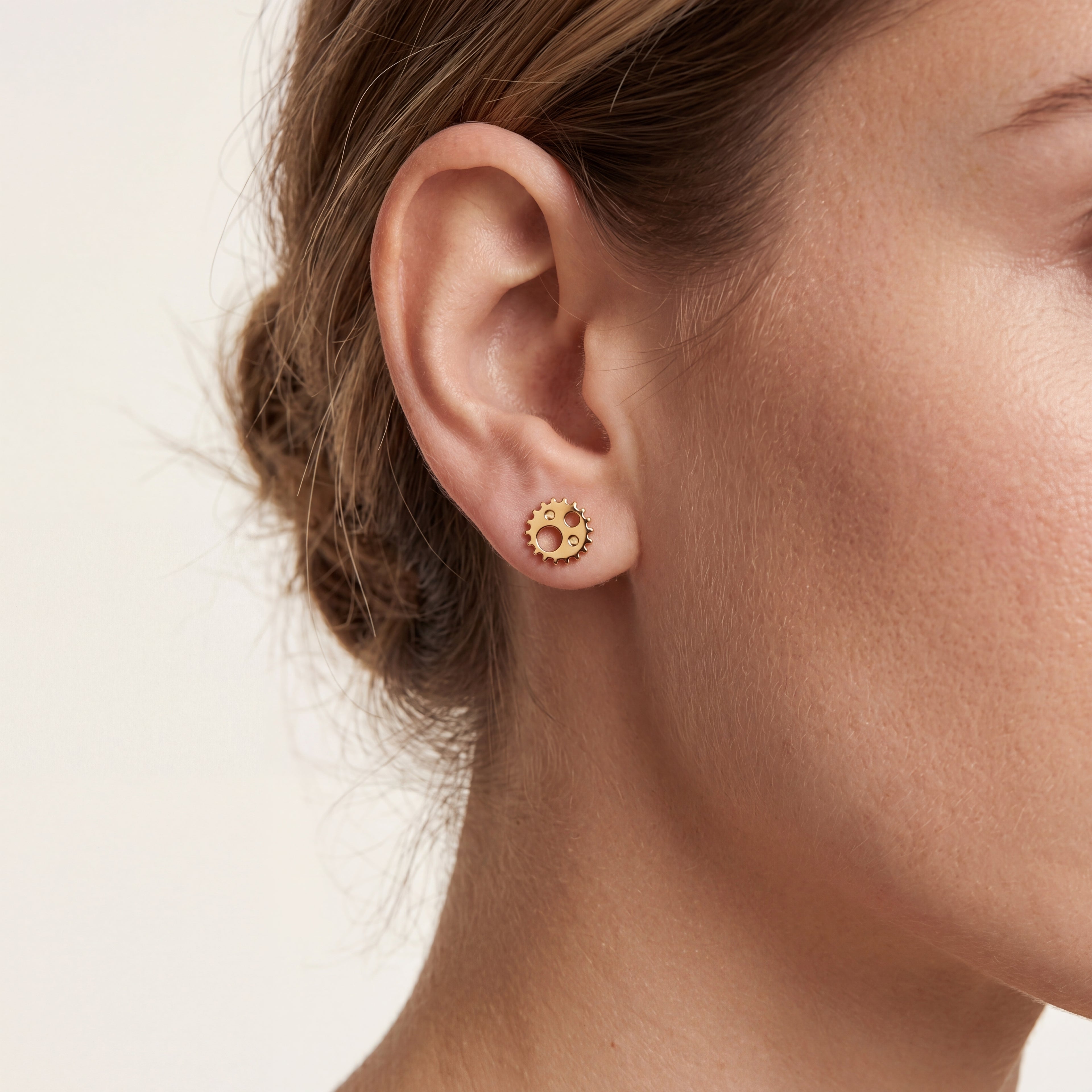 Open Gear Titanium Flat Back Earring - image 2