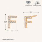 Sterling Silver Pave Initial Letter Stud Earrings - Gold / F