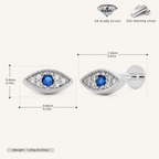 Sterling Silver Evil Eye Zirconia Flat Back Earrings - Platinum