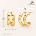 Sterling Silver Polished C-Shape Stud Earrings - Gold