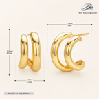 Sterling Silver Polished C-Shape Stud Earrings - Gold