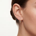 Crystal D-Shape Titanium Hoop Earrings - image 2