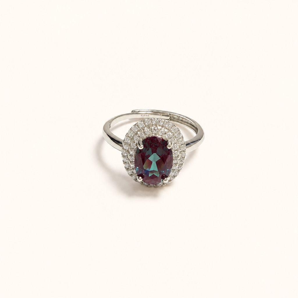Twin Aura Lab-Grown Alexandrite Ring