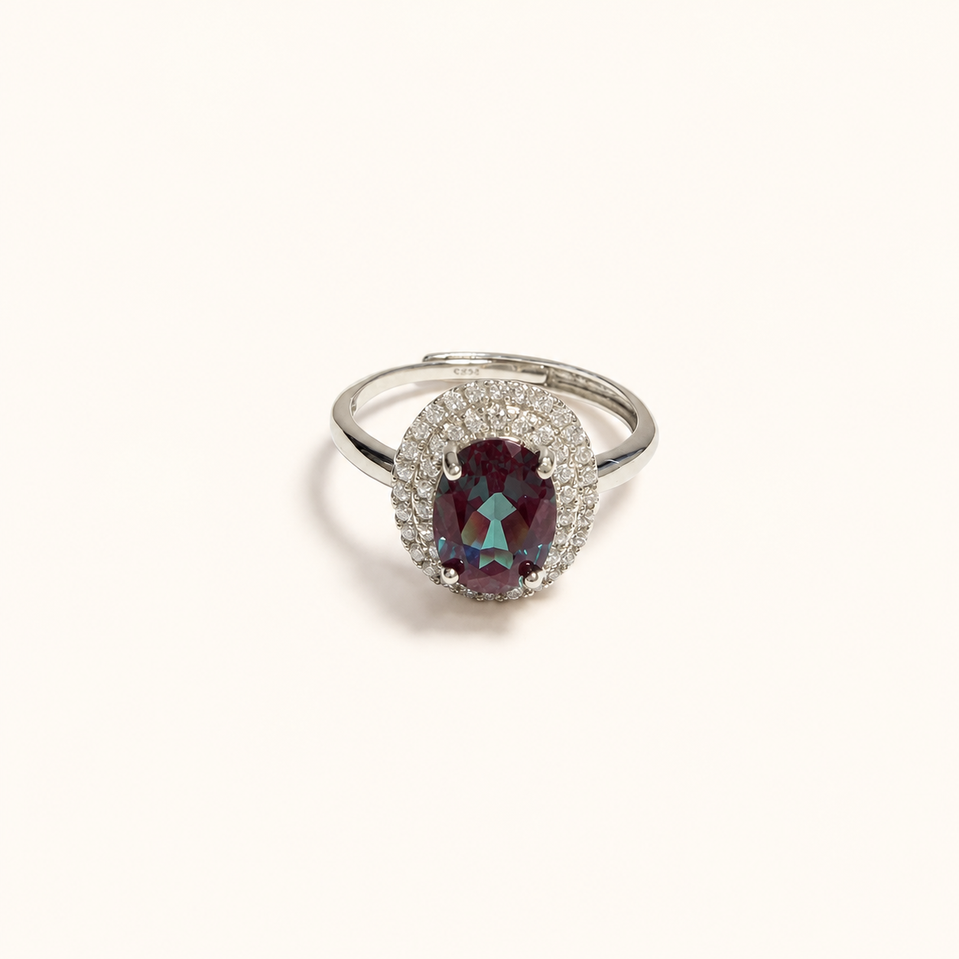 Twin Aura Lab-Grown Alexandrite Ring